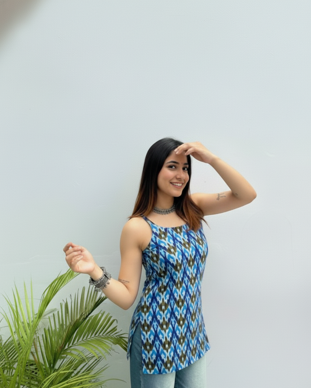 Kavya A1 Sleeveless Cotton Kurti Top
