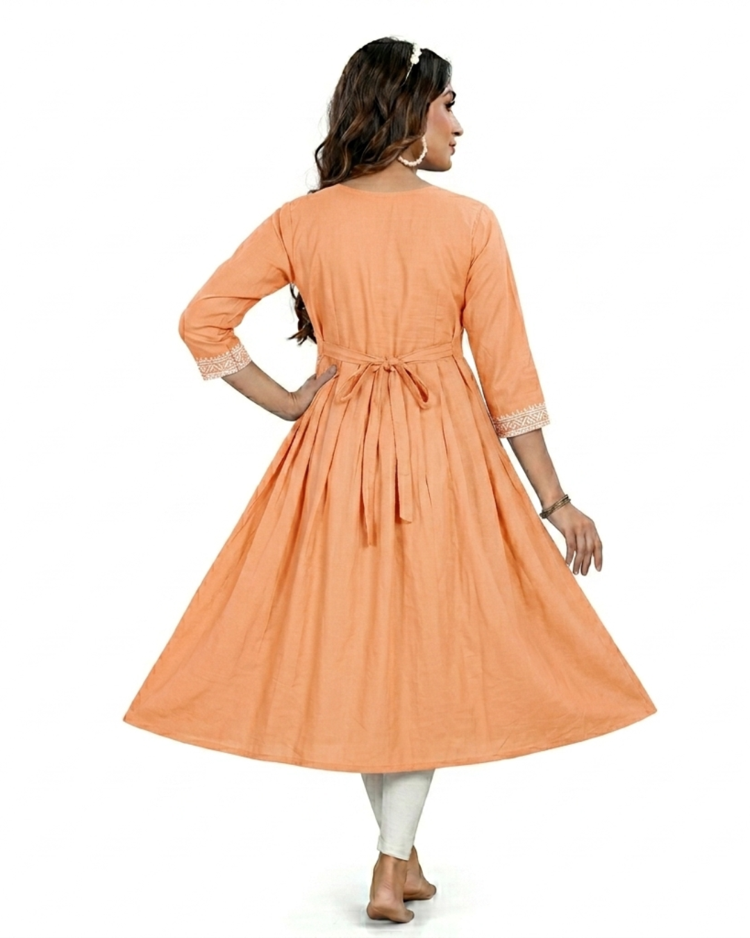 Radhika Pure Cotton Embroidered A-Line Kurti a1