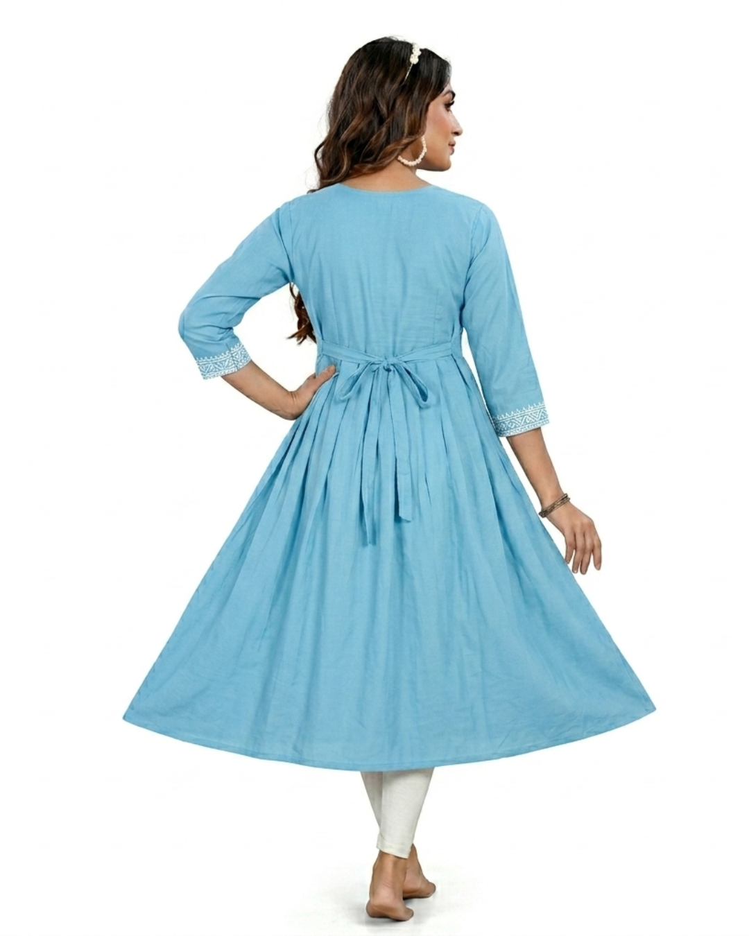 radhika Pure Cotton Embroidered A-Line Kurti A1