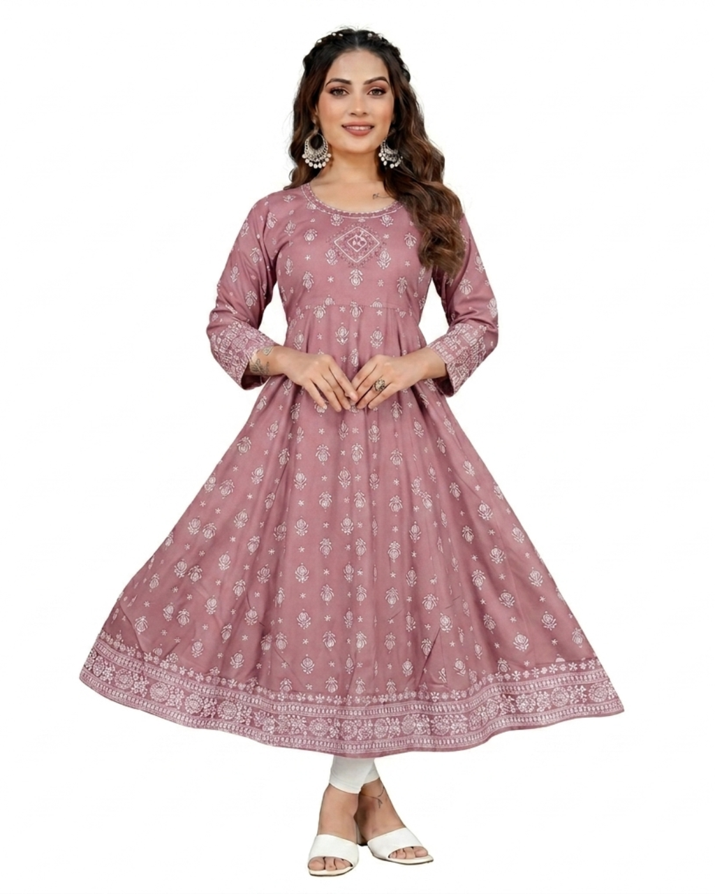 Avani Cotton Printed Kurti with Embroidered Neck b2
