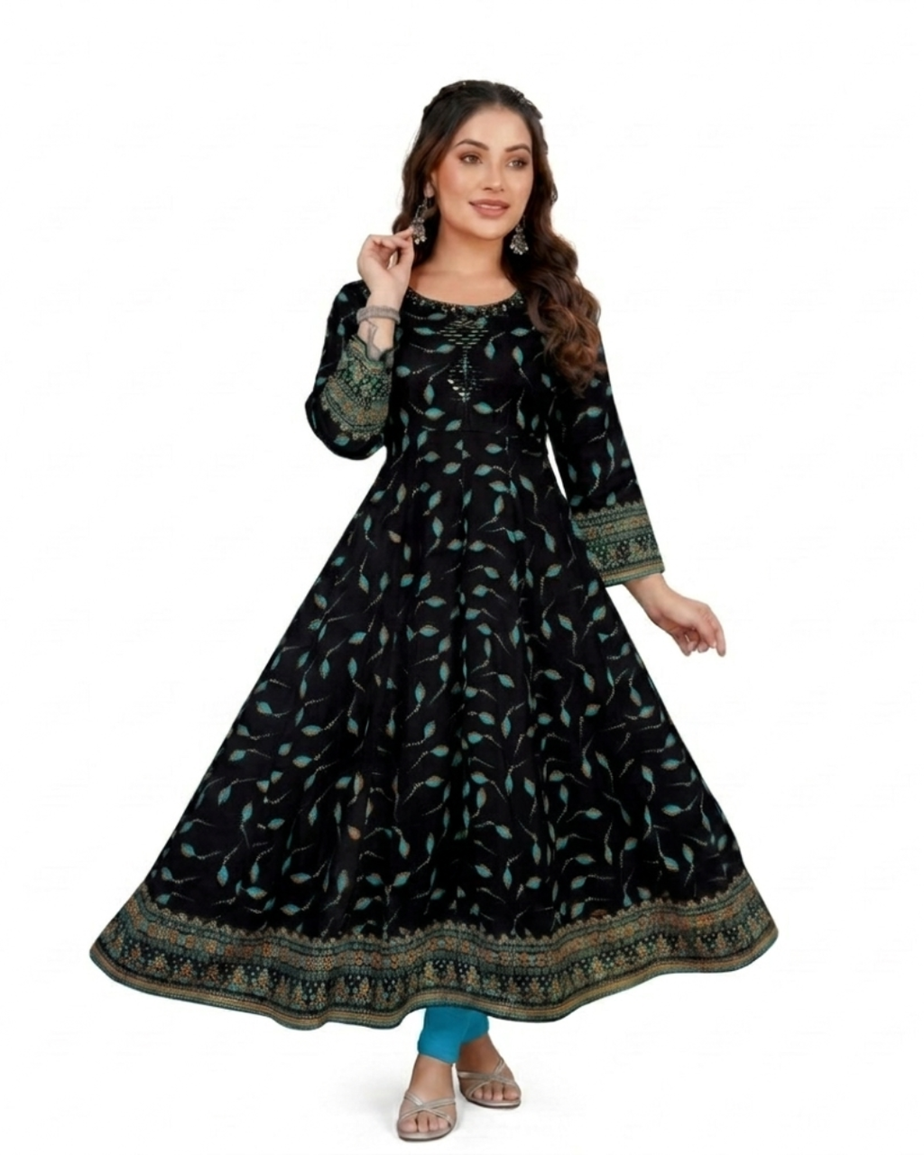 Aruna Rayon Cotton Printed Flared Kurti a2
