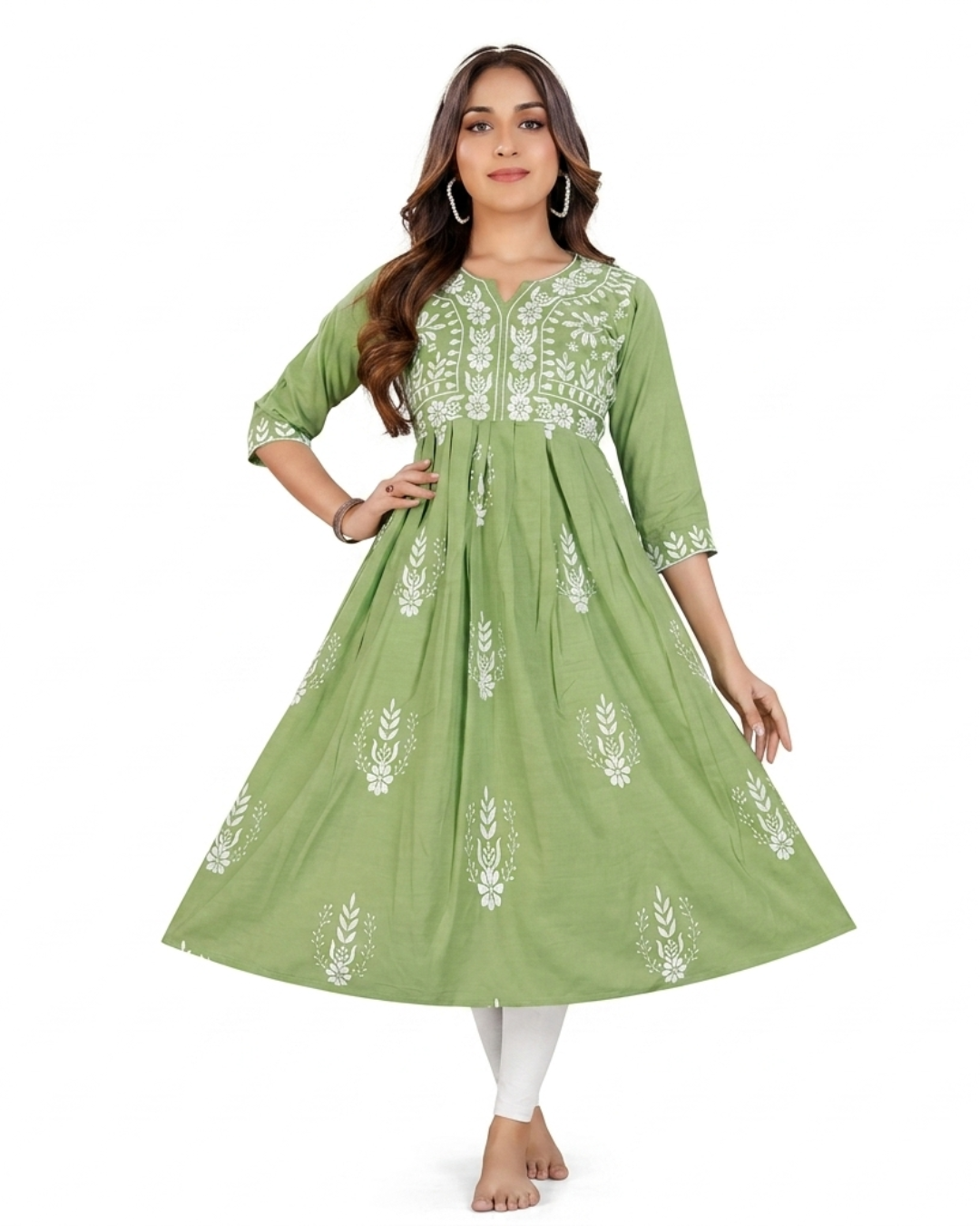 Radhika Pure Cotton Embroidered A-Line Kurti a1