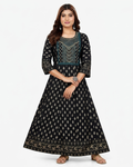 Rani Rayon Printed Flared Kurti with Embroidered Yoke C1