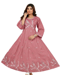 Kasturi Pure Cotton Embroidered Bird Print Flared Kurti e1